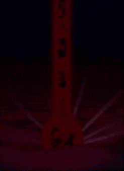 a cartoon drawing of a person with a red light coming out of it