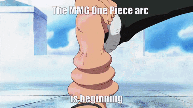 the mmg one piece arc is beginning with a cartoon character