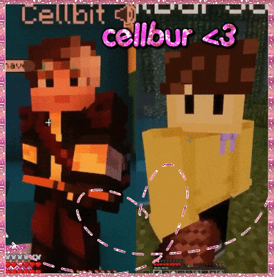 a picture of a minecraft character named cellbit and cellbur < 3