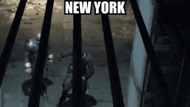 a video game scene with the words new york above it