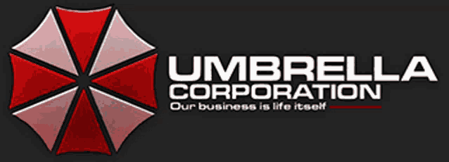 a logo for the umbrella corporation has a red umbrella on it