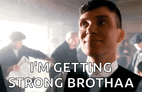 a man in a suit says i 'm getting strong brothaa