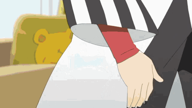 a cartoon drawing of a person holding a piece of paper
