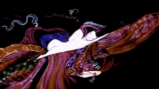a painting of a naked woman laying on a bed