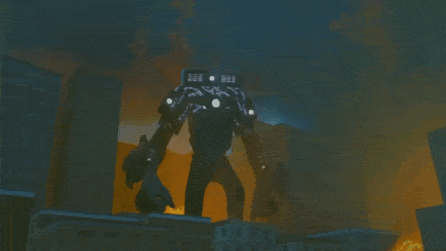 a blurry picture of a robot with a light coming from it