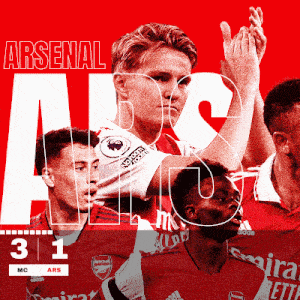 a poster for the arsenal soccer team with three players