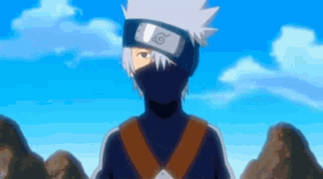kakashi hatake from naruto is wearing a mask and a headband .