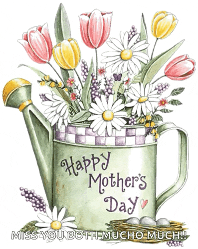 a watering can with flowers in it and the words happy mother 's day on it