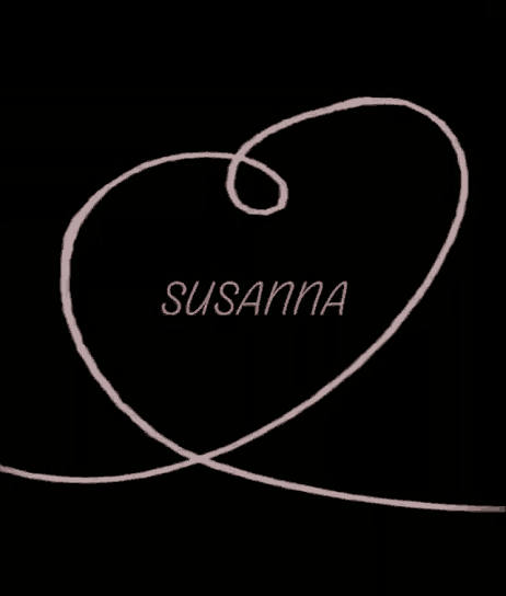 a pink swirl with the name susanna written inside of it