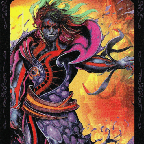 a painting of a man with a red cape on
