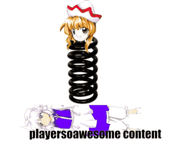 a picture of a girl on a spring with the words " player so awesome content " underneath it