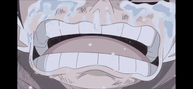 a man is crying with tears coming out of his mouth