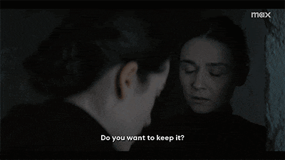 two women are looking at each other with the words do you want to keep it