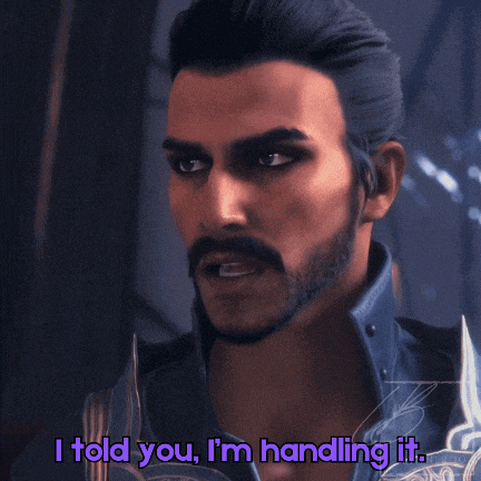 a man with a beard says i told you i m handling it