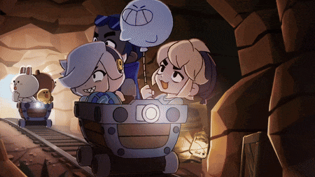 a group of cartoon characters are on a roller coaster in a cave