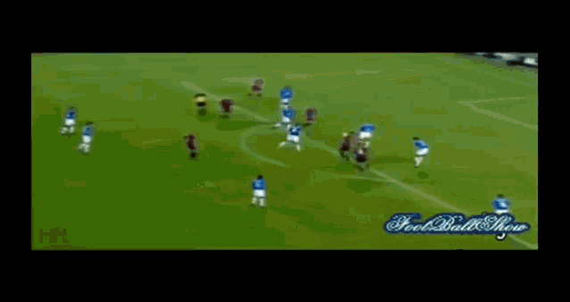 a blurry picture of a soccer game with the words " football show " on the bottom right