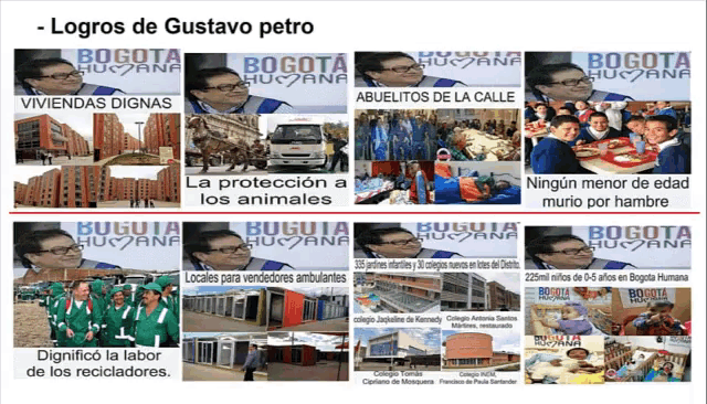 a collage of images with the words - logros de gustavo petro