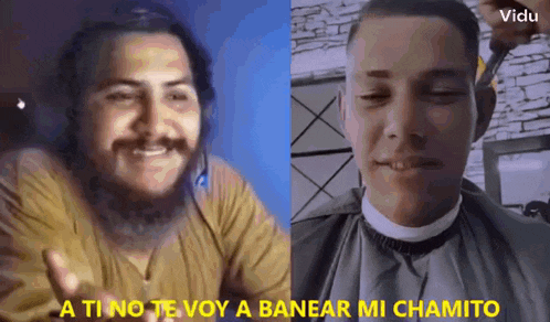 a man with a beard and a man with a shaved head