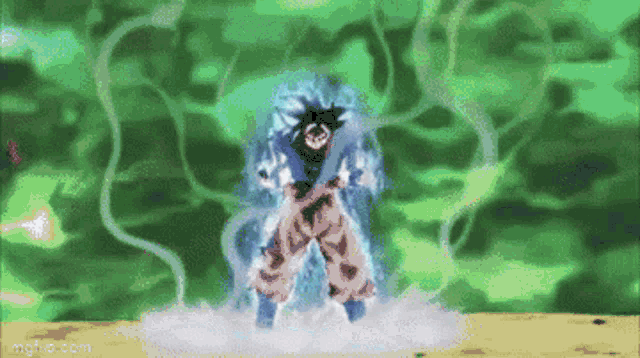 a pixel art of a person standing in front of a green background with a sword .