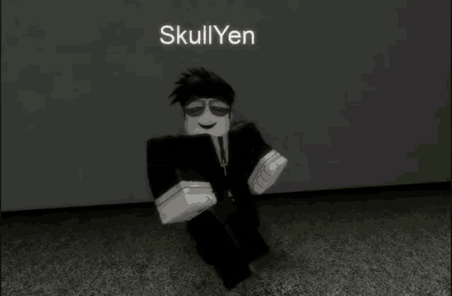 a cartoon character with the name skullyen written above him