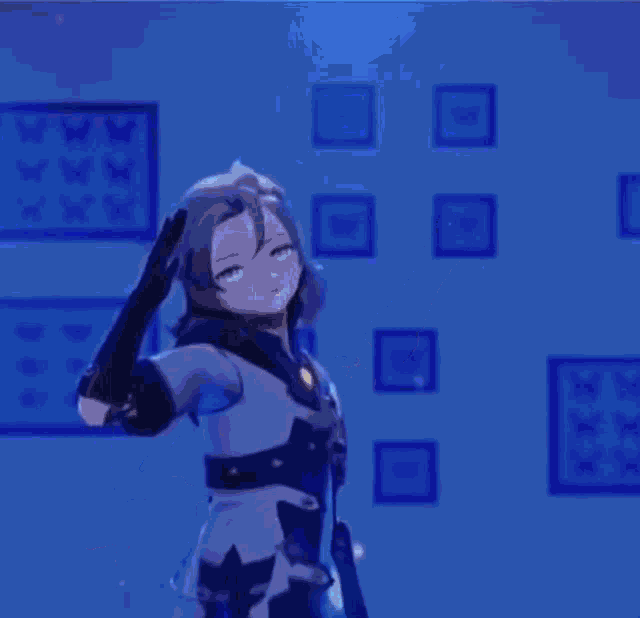 a blurry picture of a person in a blue dress