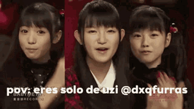 a collage of three girls with the caption ppov eres solo de uzi @dxqfurras