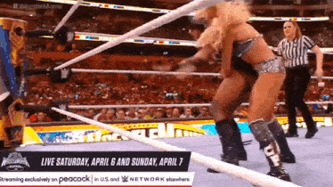 a wrestling match is being broadcast live on peacock
