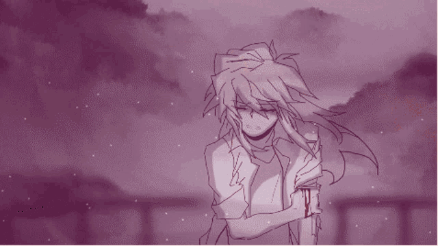 a pixel art drawing of a girl with long white hair crying