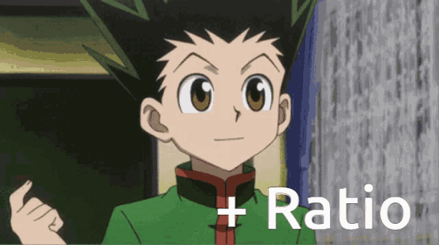 a picture of gon from hunter x hunter with the words " + ratio " next to him