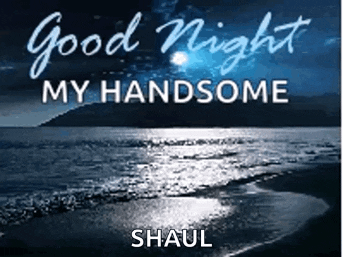 a picture of a beach at night with the words `` good night my handsome shaul ''