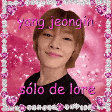 a picture of a young man with the words yang jeongin solo de lore on it