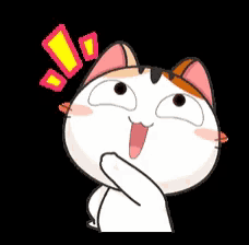 a cartoon cat with a surprised look on its face .