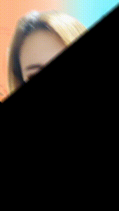 a blurry picture of a woman 's face is divided into two sections