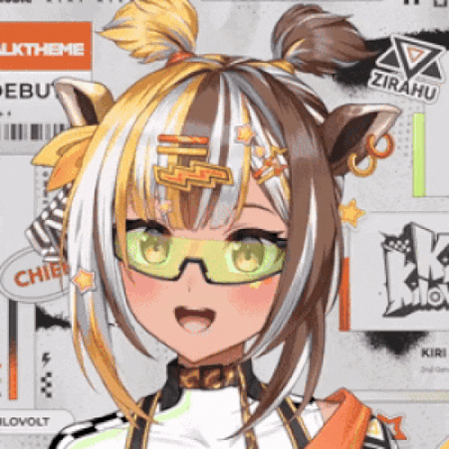 a close up of a girl 's face with a sign that says zirahu