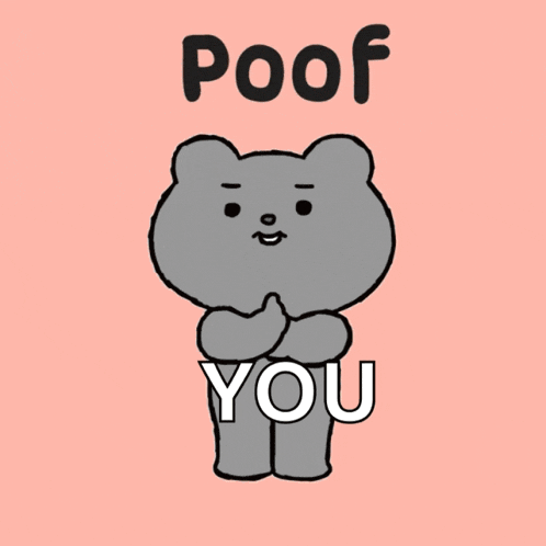 a cartoon bear is covering his nose with his hand and the word you is written below it