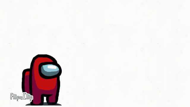 a red among us character is floating in the air