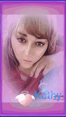 a picture of a woman with the name kathy on it