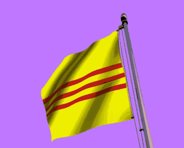 a yellow flag with red stripes on it