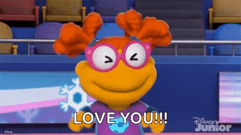 a cartoon character is wearing sunglasses and says love you