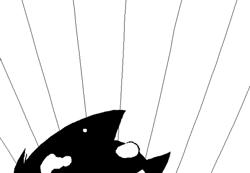 a black and white drawing of a person holding a green object that says duster