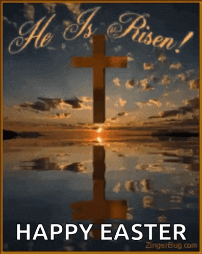 a picture of a cross with the words happy easter