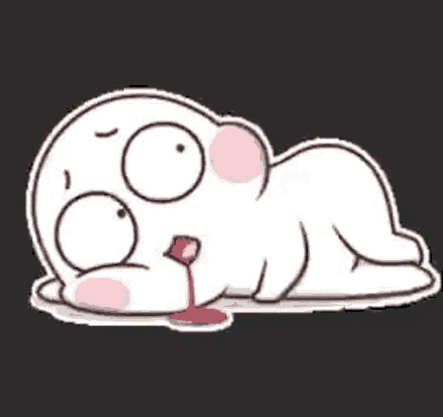 a cartoon character is laying on the ground with blood coming out of his nose .