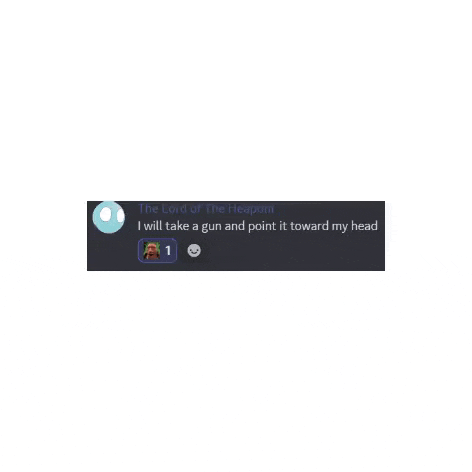 a discord message from the lord of the weapon says i will take a gun and point it toward my head