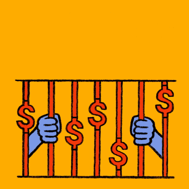a sign that says no prisons for profit with hands holding bars