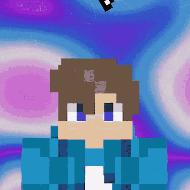 a pixel art of a boy with blue eyes