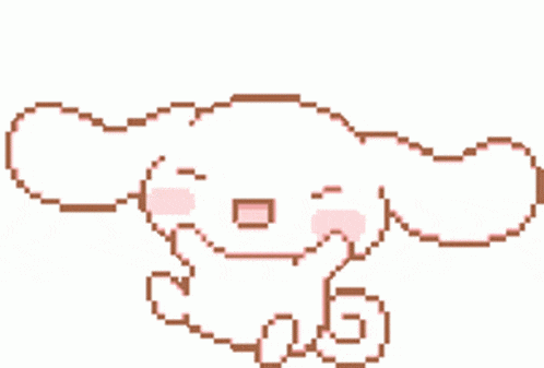 a pixel art drawing of a white rabbit with a pink face .