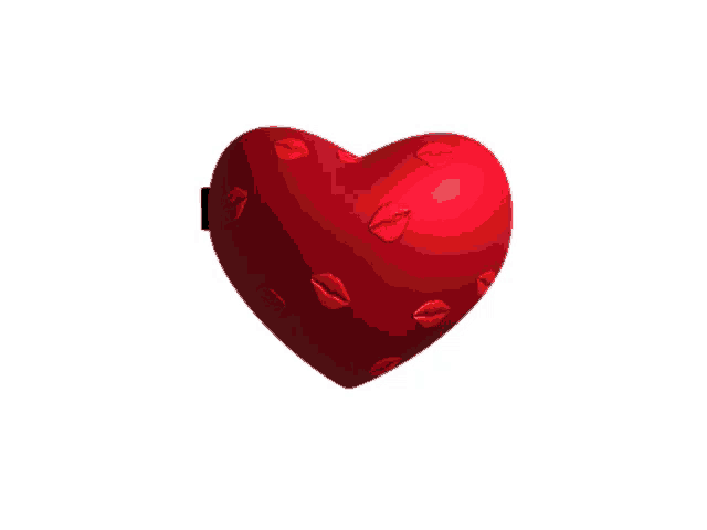 a red heart with a lot of kisses on it