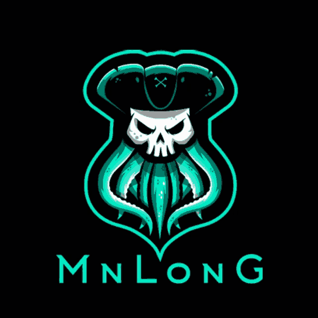 a logo for mnlong shows a skull and octopus