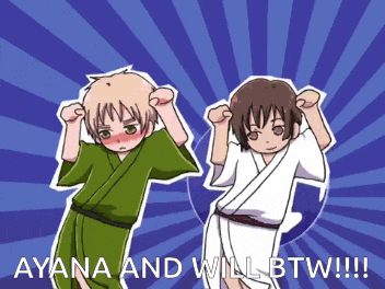 a picture of two anime characters with the words " ayana and will btw "