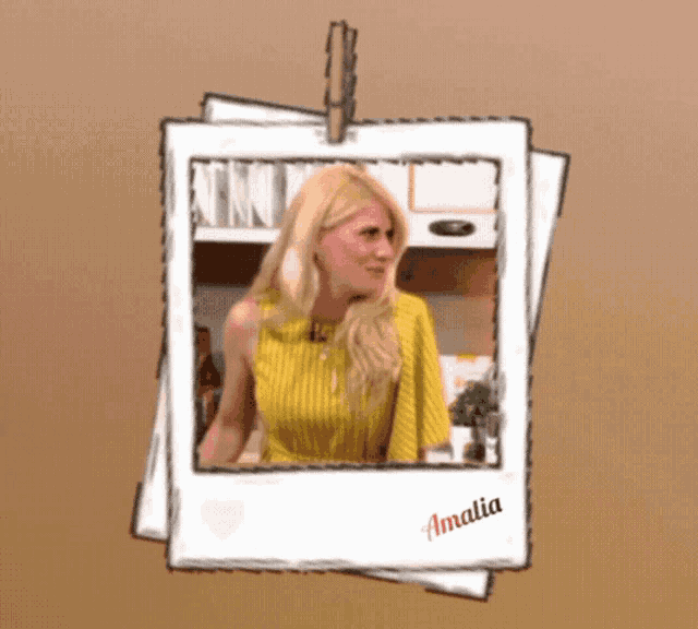a picture of a blonde woman with the name amalia on the bottom